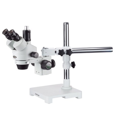 Amscope 3.5X-90X Boom Stand Trinocular Zoom Stereo Microscope With Fluorescent Ring Light SM-3TPZ-FRL